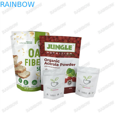 Tas Biodegradable Custom Kraft Paper Stand Up Bag Ziplock Protein Powder Bags yang dapat ditutup kembali