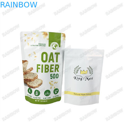 Tas Biodegradable Custom Kraft Paper Stand Up Bag Ziplock Protein Powder Bags yang dapat ditutup kembali