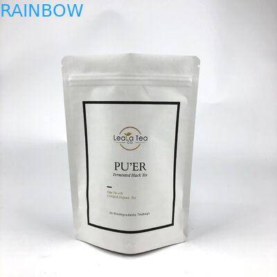 Kantong berdiri yang bisa ditutup kembali dengan logo yang disesuaikan untuk kemasan kantong teh kering