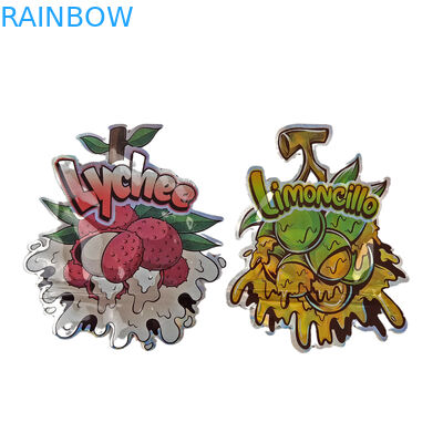 Desain Custom Printed Irregular Resalable Zipper Die Cut 3.5g Pembungkusan Plastik Berbentuk Khusus Tas Mylar