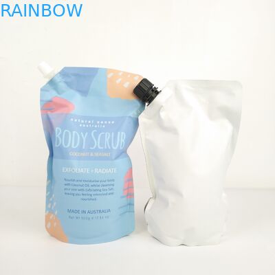 Kemasan makanan industri dengan kantong foil perak untuk tas scrub tubuh berdiri