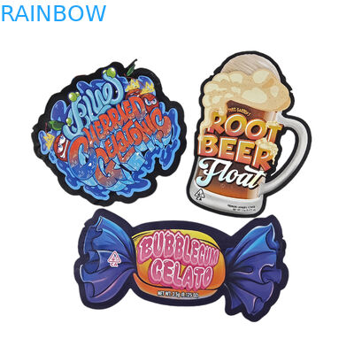 Custom Printed Soft Touch Holographic Die Cut Irregular Special Shape Plastic Zipper Mylar Food Packaging Bag