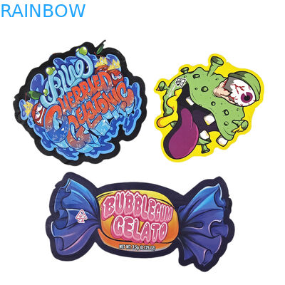 Ziplock Foil Bag 3.5g 7g 14g Bentuk Khusus Custom Packaging Makanan Bau Proof Die Cut Mylar Bag