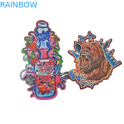 Custom Matte Logo Plastik Berbentuk Kantong Resilable Bau Proof Die Cut Ziplock 3.5 Mylar Bags Untuk Permen