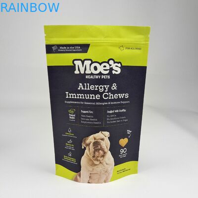 Tas kemasan makanan cetak khusus anti bau Ziplock Kraft Paper Stand Up Bag dengan ritsleting dan jendela