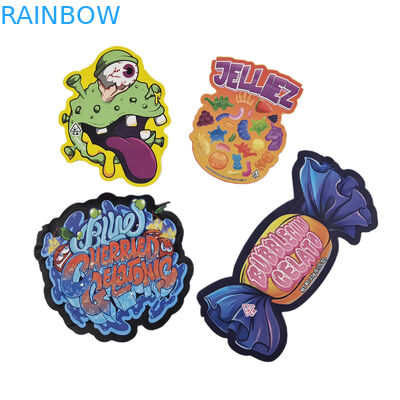 Custom Die Cut Plastic Printed Logo Bau Proof 3.5 Makanan yang Bisa Dimakan Kemasan Ziplock Makanan ringan yang Bisa Dimakan Tas Mylar