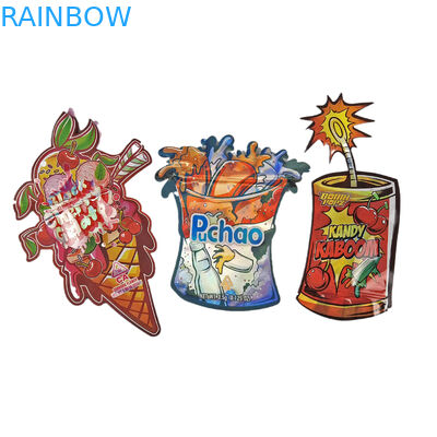 Bau Proof Custom Printed 3.5g Unik Bentuk Khusus Kemasan Makanan Irregular Die Cut Bags With Ziplock Mylar Bags