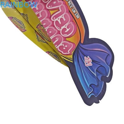 Bau Proof Custom Printed 3.5g Unik Bentuk Khusus Kemasan Makanan Irregular Die Cut Bags With Ziplock Mylar Bags