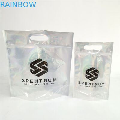 Logo yang disesuaikan Zip Lock Bags Flat Holographic Film Mini Mylar Three Side Seal