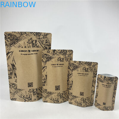 Promosi Stand Up Bag Food Grade Heat Seal Printed Biodegradable Custom Food Kraft Paper Bag Dengan Zipper