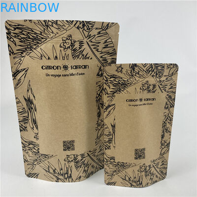 Promosi Stand Up Bag Food Grade Heat Seal Printed Biodegradable Custom Food Kraft Paper Bag Dengan Zipper