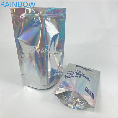 Kualitas tinggi Digital Custom Printing Holographic Film Stand Up Mylar Packaging Bags untuk Gummy Hard Candy
