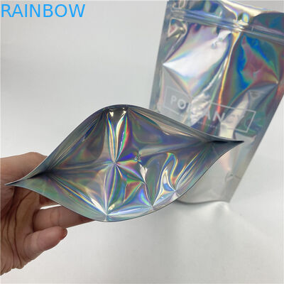 Kualitas tinggi Digital Custom Printing Holographic Film Stand Up Mylar Packaging Bags untuk Gummy Hard Candy