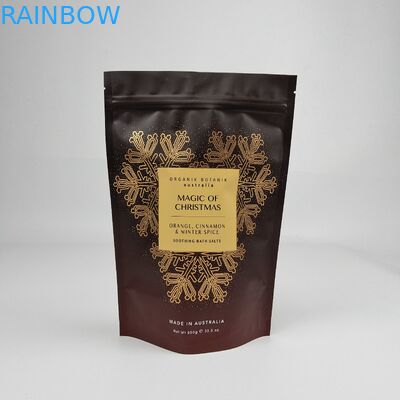Mat Custom Printed Bath Salts Packaging Zip Lock Plastik Bag Bath Salt Body Scrub Standing Up Bag With Zipper