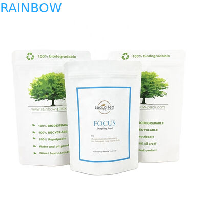 Eco Friendly Custom Logo 100g 250g Tas Teh Kopi Kantong Kemasan Kantong Kertas Kraft Daur Ulang Stand Up Bag