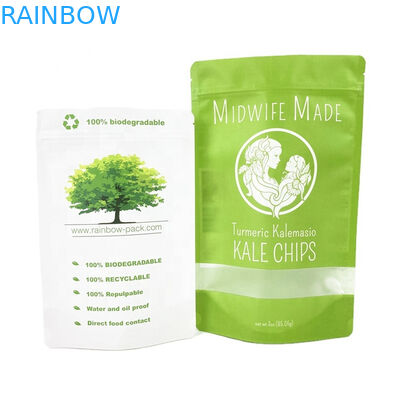 Eco Friendly Customized Logo 100g 250g Kraft Paper Teh Kopi Kacang Bubuk Kantong Kartu Kraft Daur Ulang