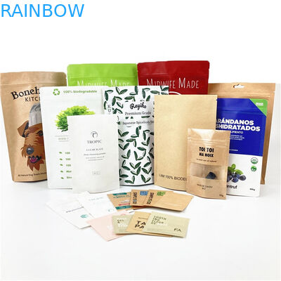 Biodegradable Custom Logo 100g 250g Teh Kopi Buah Kering Kemasan Kantong Daur Ulang Stand Up Bag