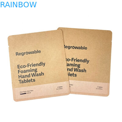 Logo yang disesuaikan 100% Biodegradable Kraft Paper Kantong yang dapat ditutup kembali Untuk Makanan Bubuk Kacang Makanan Kemasan Kantong Teh Ringan Kosong