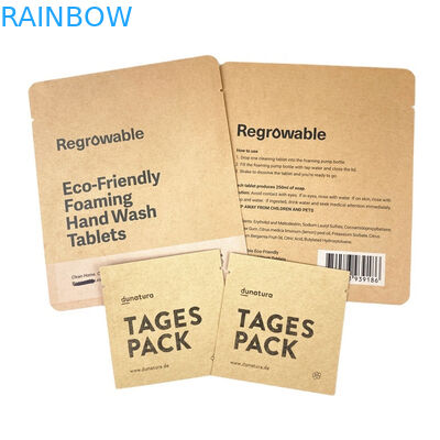 OEM Custom Logo Biodegradable Kraft Paper Bags untuk Kue Kue Kacang Makanan Powder Pet Food Bau Proof Bag Dengan Jendela