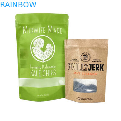 Eco Friendly Customized Logo 100g 250g Kraft Paper Teh Kopi Kacang Bubuk Kantong Kartu Kraft Daur Ulang