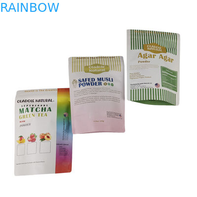 Grosir Custom Print Stand Up Kraft Paper Bag Untuk Makanan Tepung Kacang Beras Bumbu Teh Biodegradable Mylar Bags