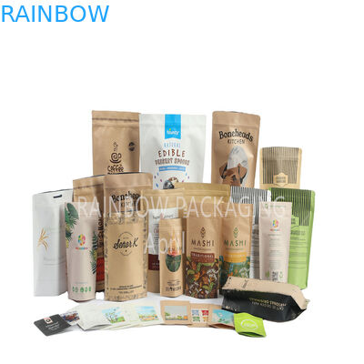 Custom Food Grade PLA Brown Kraft Paper Bags Mango Powder Food Pet Treats Eatable Packaging Bags Mylar Dengan Ritsleting