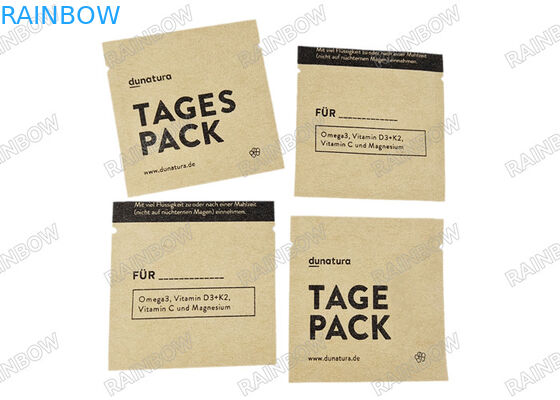 Tas Teh Kosong Biodegradable Custom Tiga Sisi Seal Panas Tas Kemasan Teh Kopi Kantong Kemasan Tablet Kertas Kraft