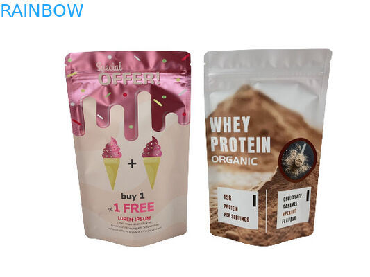 Tas kemasan kertas kraft tahan bau khusus untuk permen karet bubuk dengan logo