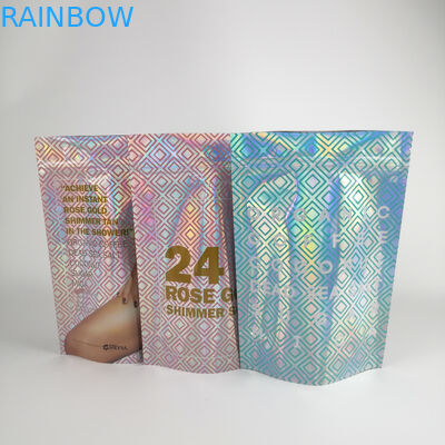 Custom Printed Re-sealable Zip Lock Stand Up Bag Bath Salt Packaging Bags Holographic