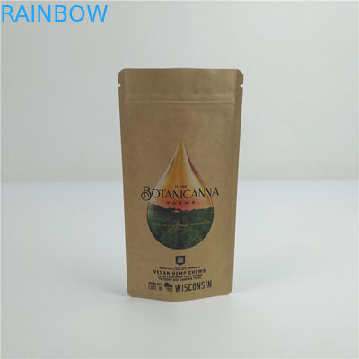 Tas Stand Up Custom Dengan Zipper, Seal Panas Diterbitkan Biodegradable Makanan Kraft Kantong Kertas