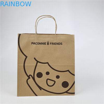 Lingkungan Ramah Custom Paper Square BottomKraft Paper Bag Custom Printing Biodegradable Shopping Bag