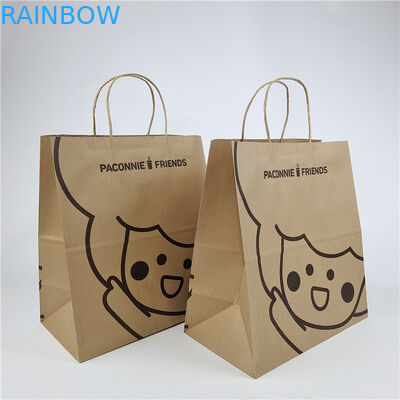 Lingkungan Ramah Custom Paper Square BottomKraft Paper Bag Custom Printing Biodegradable Shopping Bag