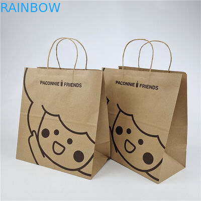 Lingkungan Ramah Custom Paper Square BottomKraft Paper Bag Custom Printing Biodegradable Shopping Bag