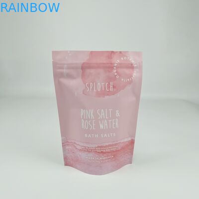Mat Custom Printed Zipper Plastic Bag Bath Salt Body Scrub Stand Up Bag
