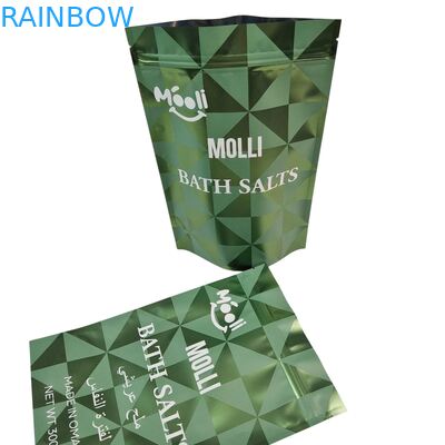 Stand Up Plastic Packaging Untuk Body Scrub Bag Bath Salt Natural Soak Mylar Bags Dengan Zipper
