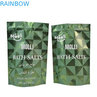 Stand Up Plastic Packaging Untuk Body Scrub Bag Bath Salt Natural Soak Mylar Bags Dengan Zipper