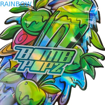 Edible Cali 3.5g 7g Mylar Ziplock Soft Touch Proof Aroma Bentuk Tidak Reguler Cookie Die Cut Packaging Kantong Plastik