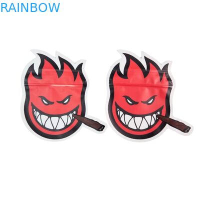 Kantong Plastik 3.5g Die Cut Glossy Zipper Mylar Untuk Kemasan Permen Herbal Gummy Anti Bau Permukaan Mengkilap