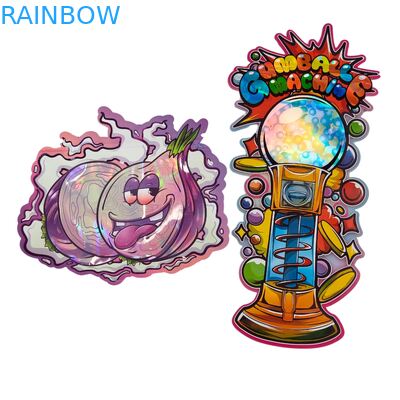 Kantong Plastik 3.5g Die Cut Glossy Zipper Mylar Untuk Kemasan Permen Herbal Gummy Anti Bau Permukaan Mengkilap