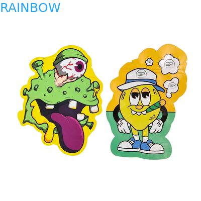 Kantong Mylar Kotak Tampilan 3.5g Bentuk Kustom Tahan Anak Sentuhan Lembut Die Cut Untuk Plastik Edible 1g 3.5g 7g 14g 28g