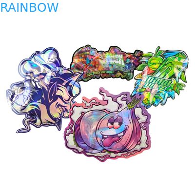 Kantong Mylar Kotak Tampilan 3.5g Bentuk Kustom Tahan Anak Sentuhan Lembut Die Cut Untuk Plastik Edible 1g 3.5g 7g 14g 28g