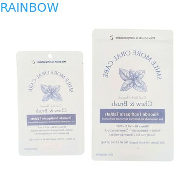 Kantong Kertas Kraft Biodegradable Putih Berdiri Kantong Ziplock Kemasan Plastik Untuk Makanan Hewan Peliharaan Kompos