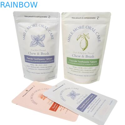 Kantong Kertas Kraft Biodegradable Putih Berdiri Kantong Ziplock Kemasan Plastik Untuk Makanan Hewan Peliharaan Kompos