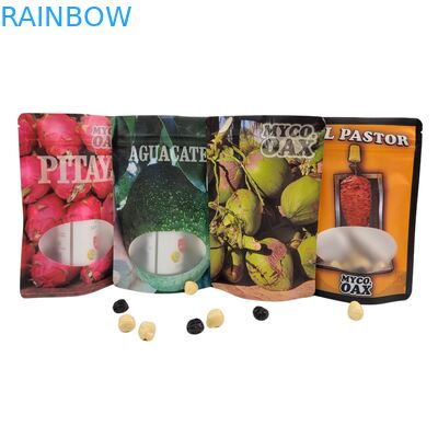 Kemasan kantong berdiri 3 sisi segel datar dapat digunakan kembali jendela ziplock Mylar aluminium foil kantong plastik dapat digunakan kembali