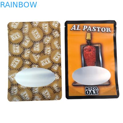 Kemasan kantong berdiri 3 sisi segel datar dapat digunakan kembali jendela ziplock Mylar aluminium foil kantong plastik dapat digunakan kembali