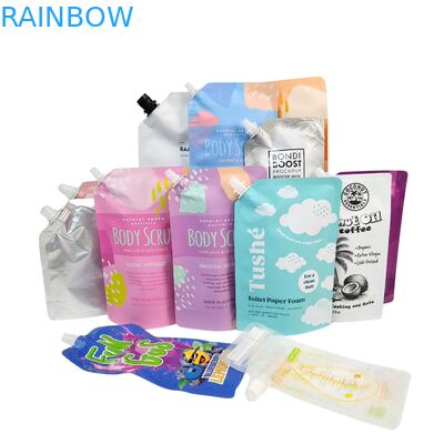 Liquid Plastic Stand Up Bag Dengan Spout Squeeze Packaging Bag Untuk Kosmetik Minuman Lotion Nozzle Bag