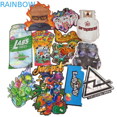 Kantong Mylar Die Cut Bentuk Holografik Resealable Resleting Kantong Foil Aluminium Heat Seal Die Cut Pouch Tidak Beraturan Untuk Permen Gummy Jamur