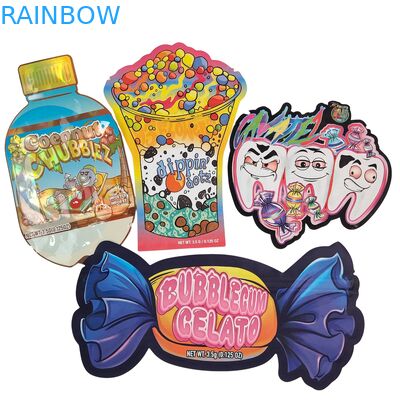 Logo Kustom 3.5g 7g 14g Kemasan Segel Makanan Plastik PE yang Dapat Ditutup Kembali Kantong Foil Zip Lock Bukti Bau Anak Herbal Gummy Mylar Bag