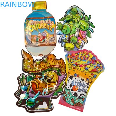 Hot Sale Glossy Die Cut Mylar Bag With Zipper Edibles Bau Proof 3.5 7g 14g 28g Jamur Gummies Custom Printing Kantong Plastik