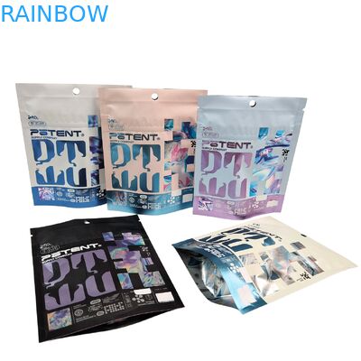 Digital Printing Holographic 3.5g Cali Packs 4x5 Sachet Aluminium Foil Irregular Jamur Gummies Packaging Die Cut Mylar Bags